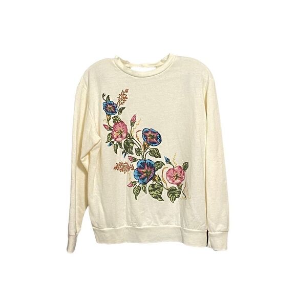 VINTAGE Handpainted floral crewneck top size L - Picture 7 of 9